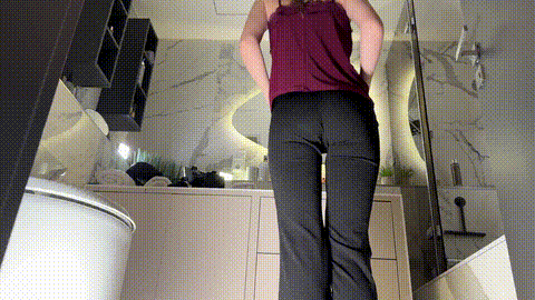 New secretary tall sexy horny brunette babe in glasses in the bathroom poses for.gif