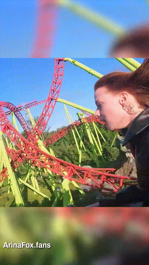 Roller Coaster Thrill Makes Her Dripping - Tears Fishnet Destroys Tight Hole Dee.gif