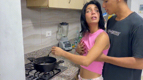 I fuck my boyfriend in the kitchen _ I smell my stepsister's underwear (RE-.gif
