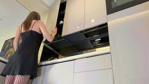 Hot sexy long legs brunette wife in black and red fishnet stockings with a satin.gif